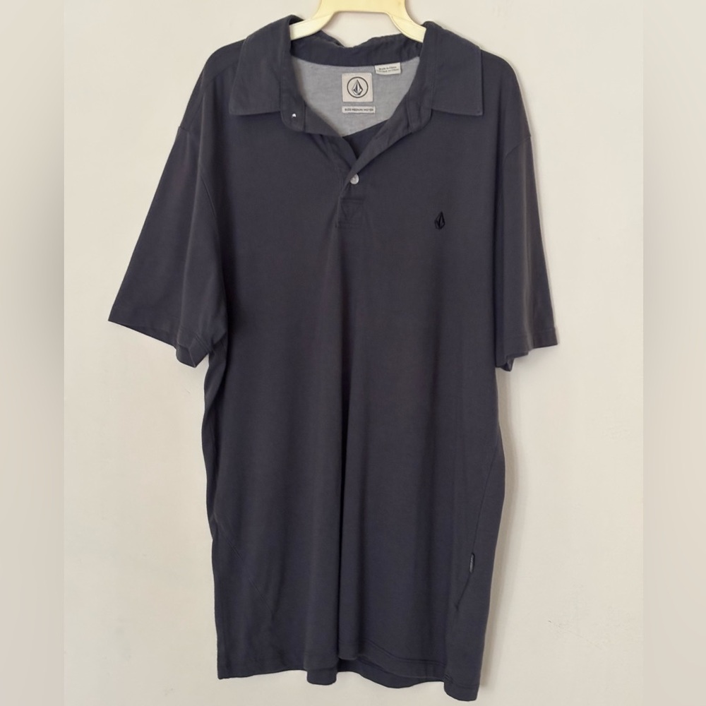 Volcom Grey Polo Shirt Relaxed Fit Short Sleeves